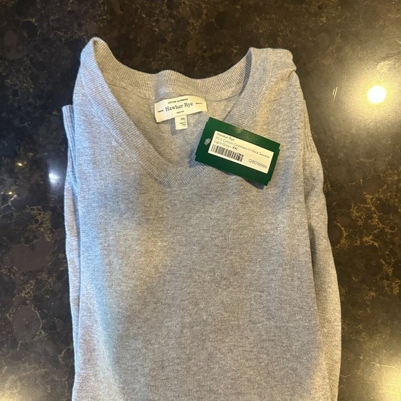 Hawker Rye Other - Hawker Rye Mens Cotton Cashmere V-Neck Sweater Light Grey XXL New NWT
